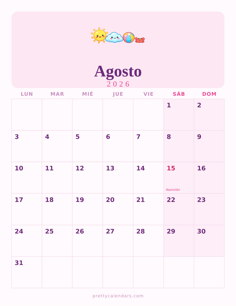 Calendarios Bonitos para Imprimir