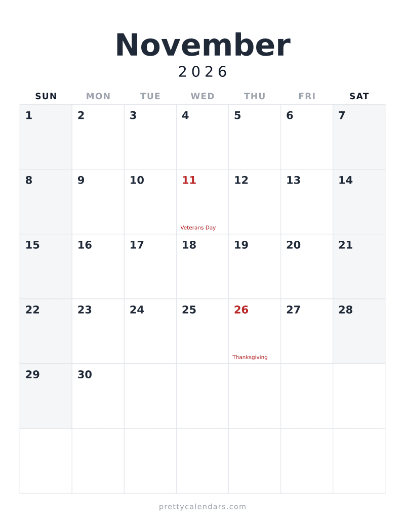 November 2026 Calendar