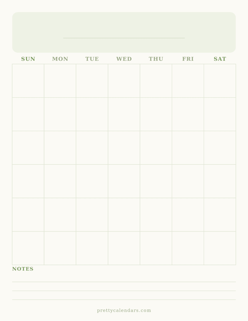 Blank printable calendar, Floral style