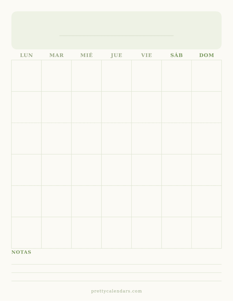 Calendario en blanco para imprimir, estilo Floral