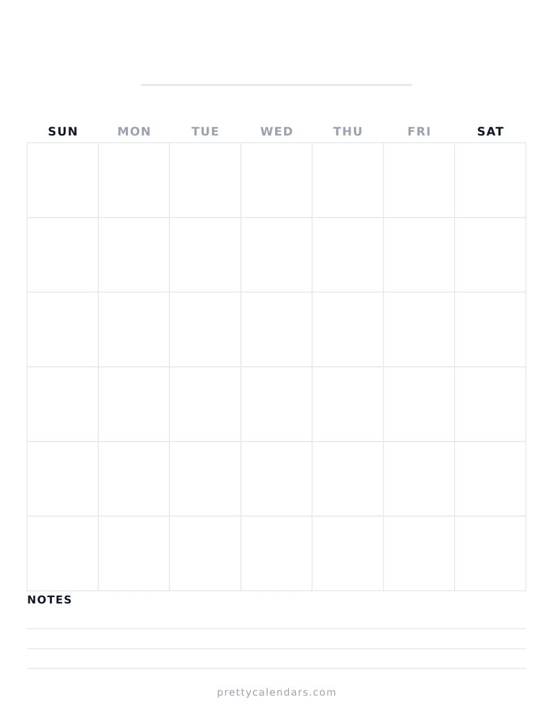 Blank printable calendar, Minimalist style