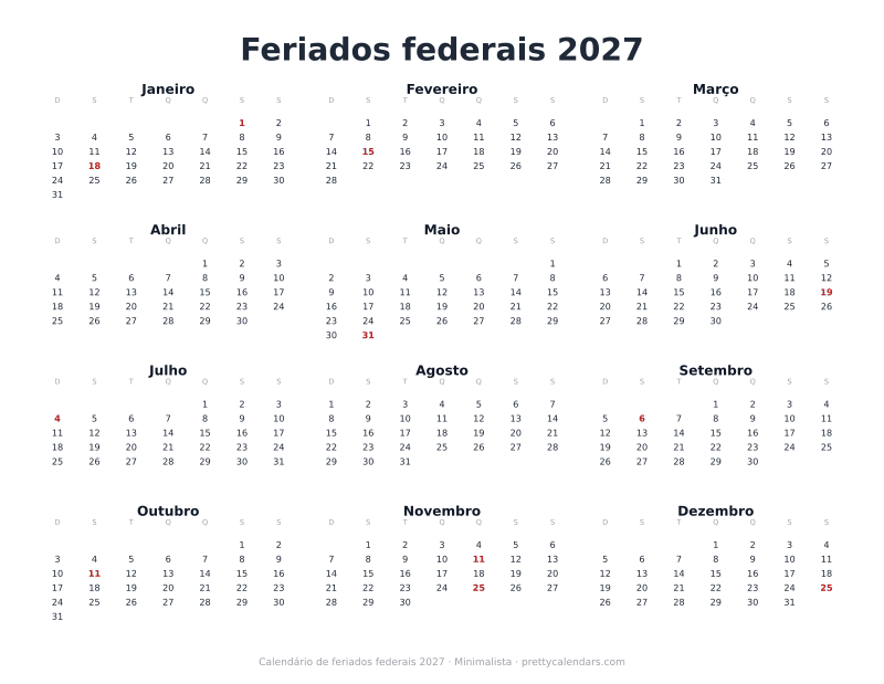 Visão anual paisagem 2027, Minimalista