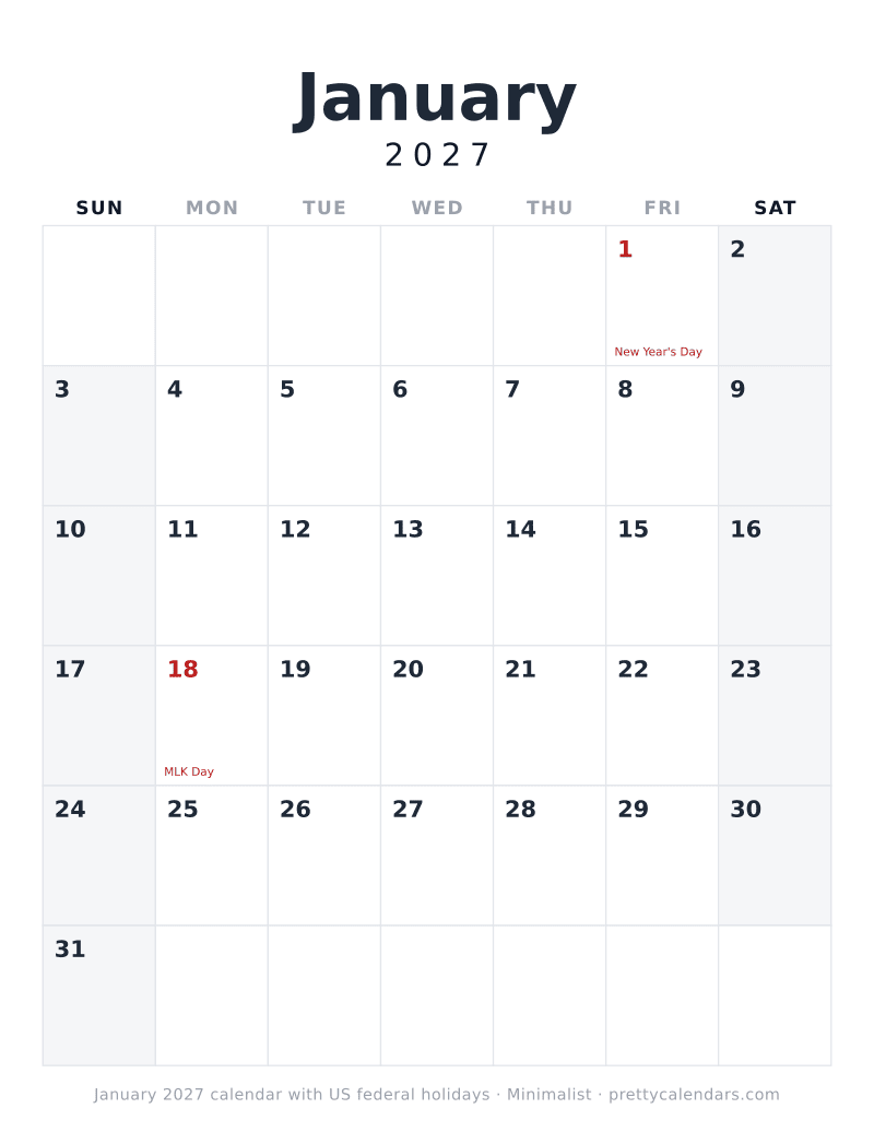 January 2027, Minimalist