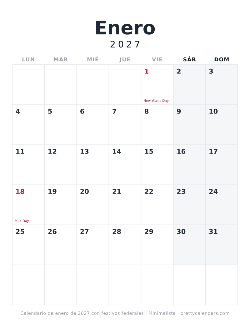 Enero 2027, Minimalista
