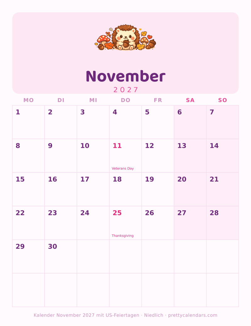 November 2027, Niedlich