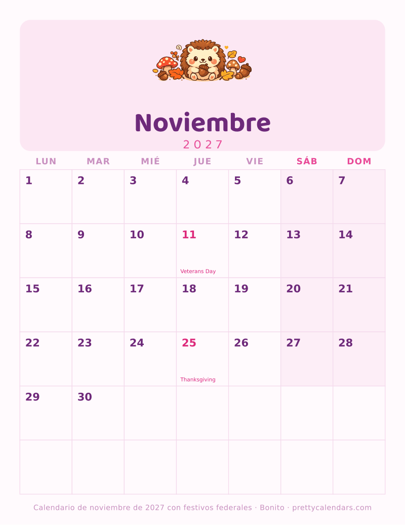 Noviembre 2027, Bonito