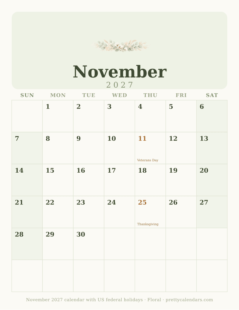 November 2027, Floral
