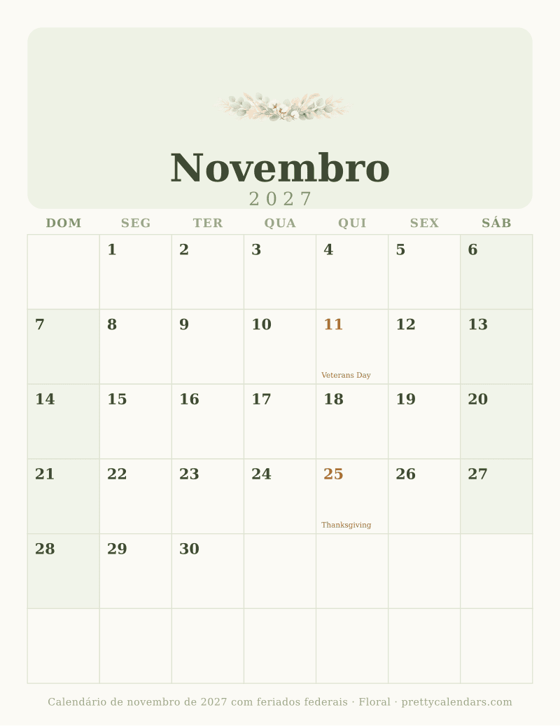 Novembro 2027, Floral