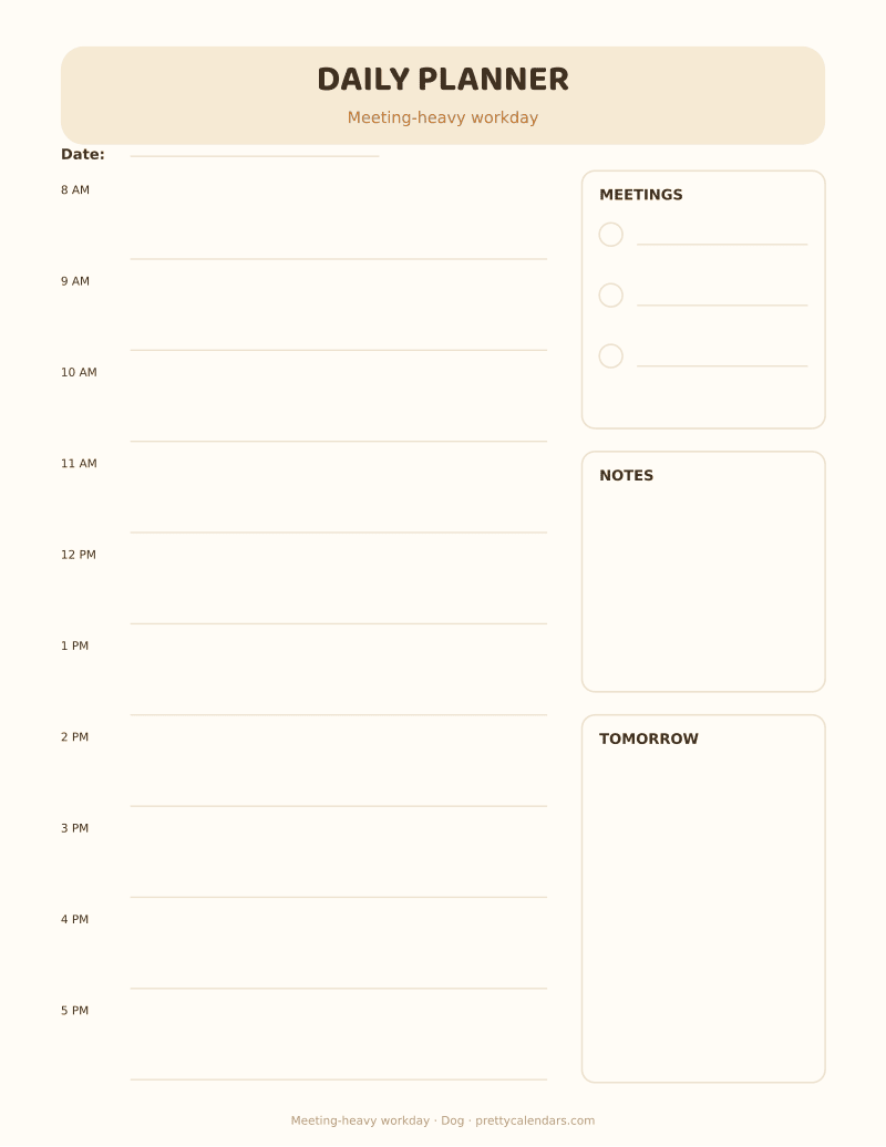 Meeting-heavy workday printable, Dog