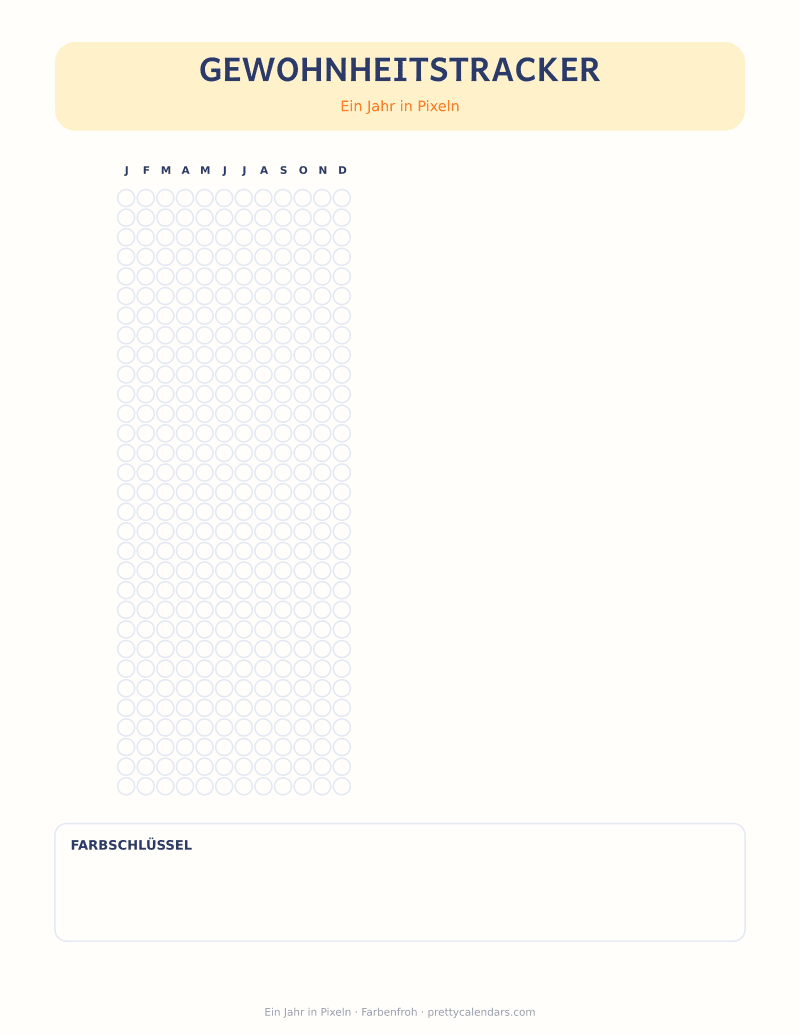 Ein Jahr in Pixeln zum Ausdrucken, Design Farbenfroh