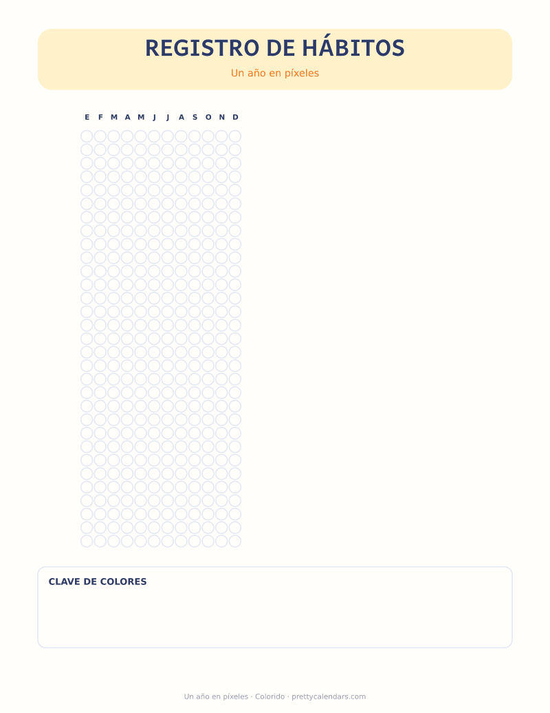 Un año en píxeles para imprimir, diseño Colorido
