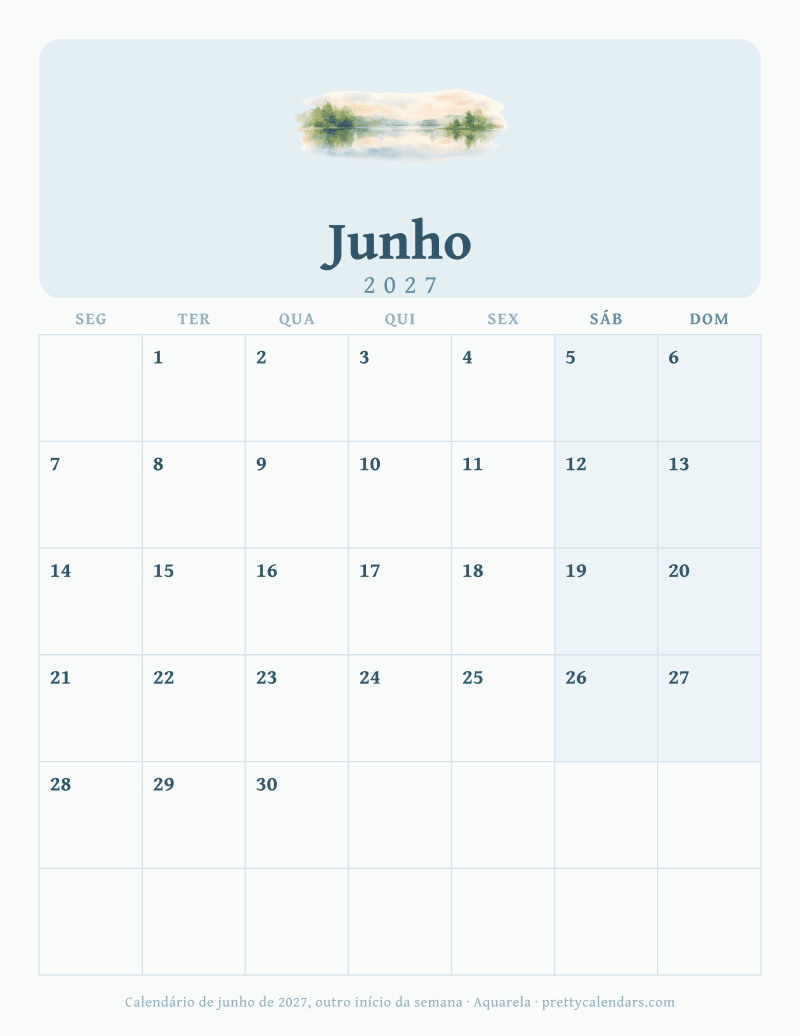 Junho 2027 começa na segunda