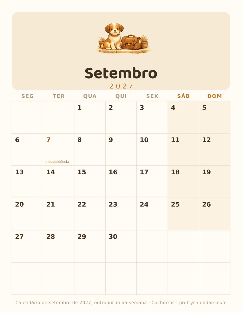 Setembro 2027 começa na segunda