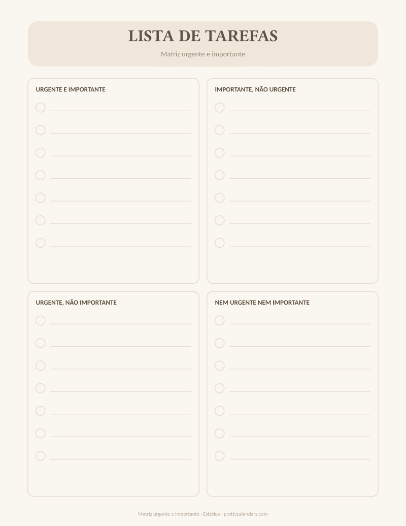 Matriz urgente e importante para imprimir, estilo Estético