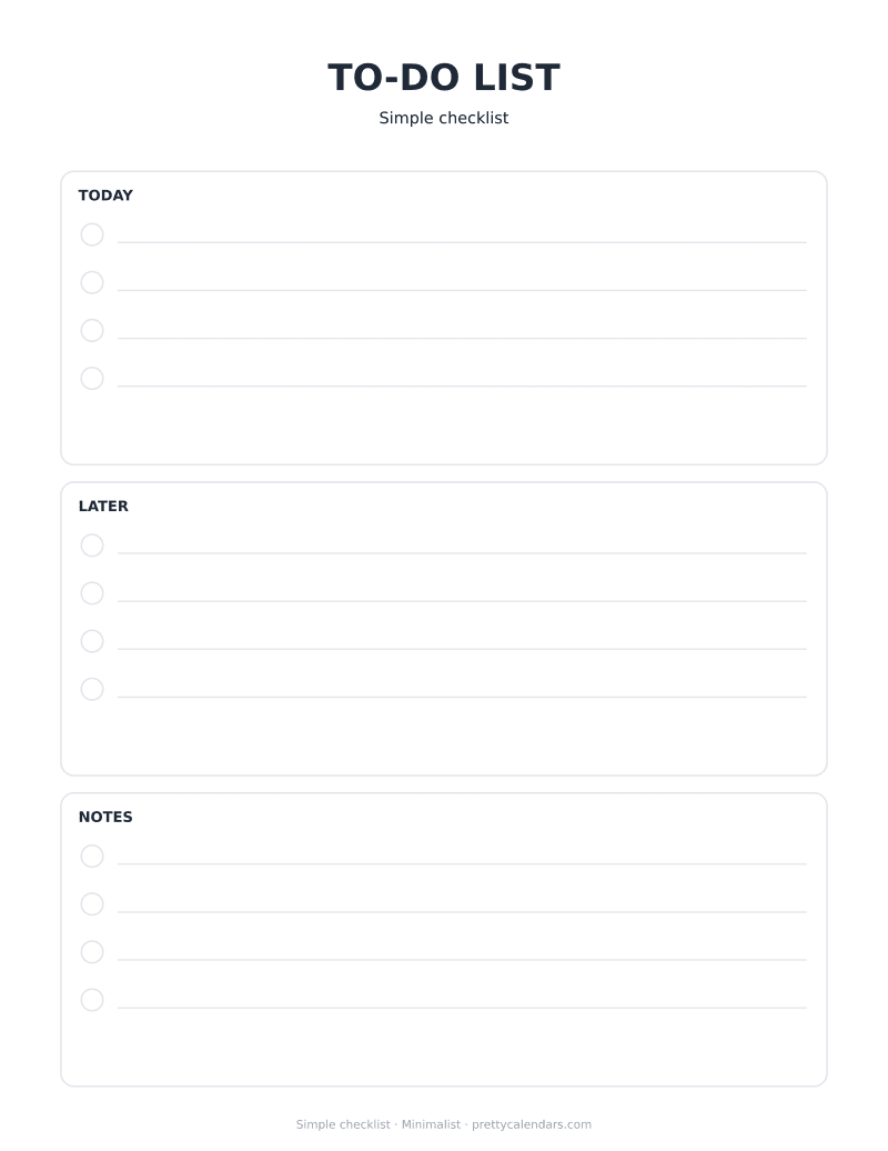 Simple checklist printable, Minimalist