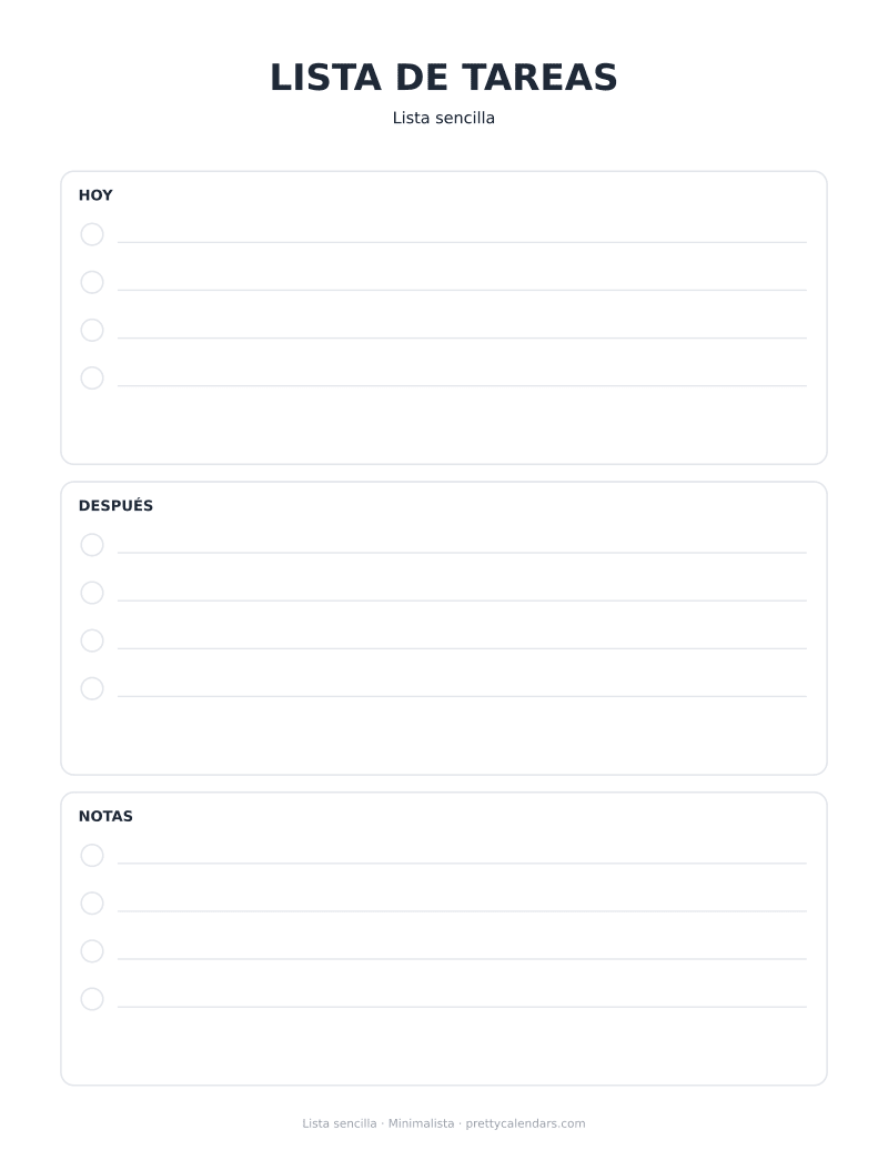 Lista sencilla para imprimir, diseño Minimalista