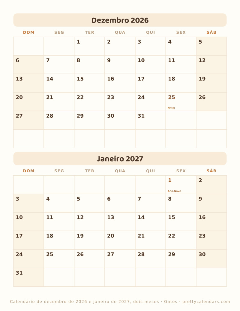 Dezembro 2026 dois meses por página