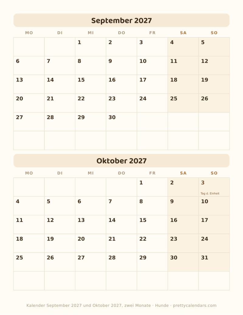September 2027 zwei Monate pro Seite